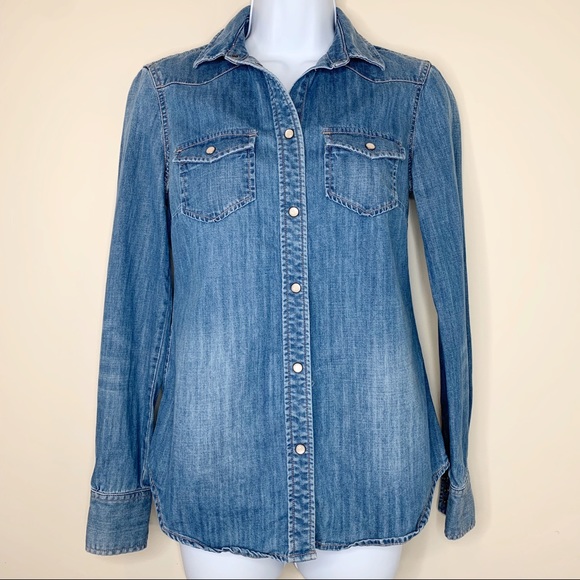 J. Crew Button Up Denim Shirt Size XXS - Picture 6 of 12